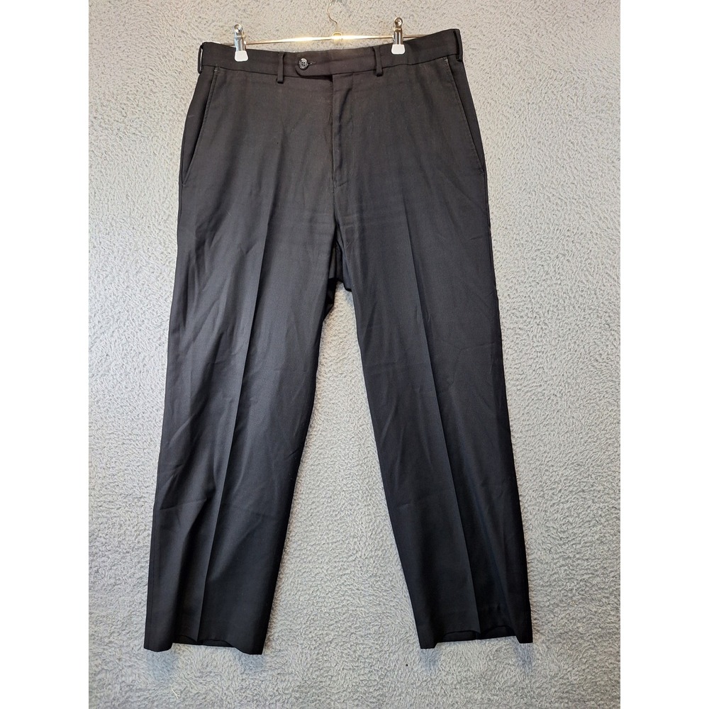 Geoffrey Beene Dress Pants Mens 34x30 (Fits W34xL29) Black Flat Front Trousers